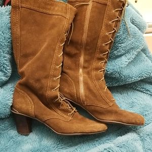 Brown suede tall boot